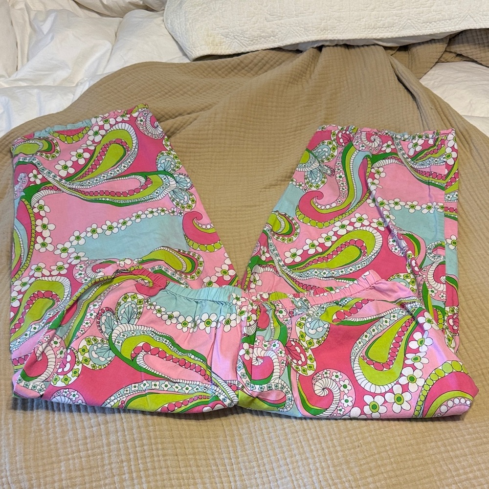 Cute Paisley Print Lightweight Pants Sz L perfect for spring summer beach trips - Picture 3 of 10